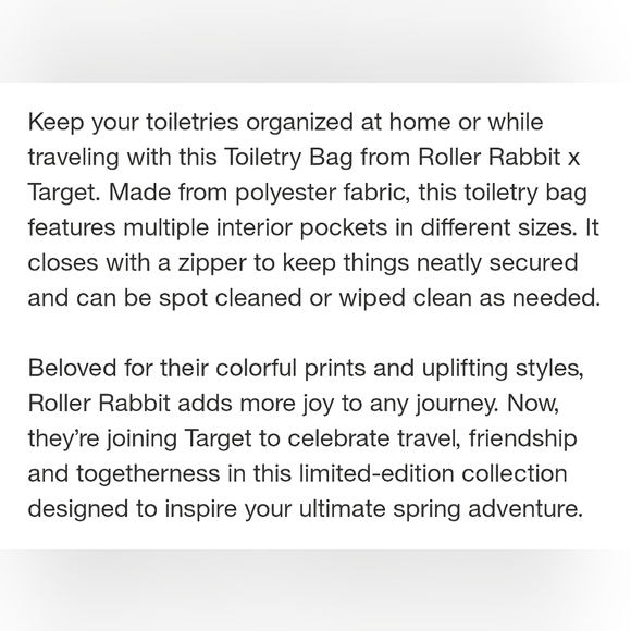 Roller Rabbit Pink Patterned Toiletry Bag - Picture 5 of 5